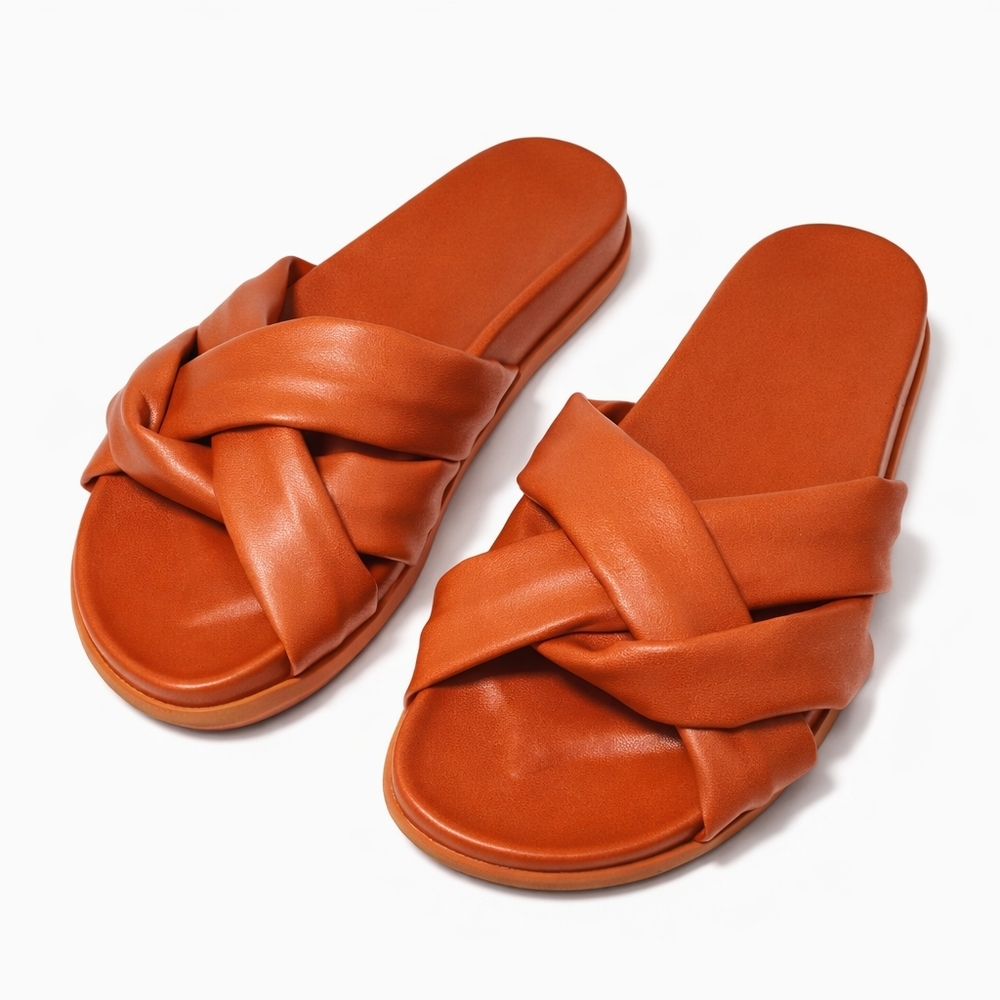 Anthropologie Braided Slide Sandals in Burnt Orange